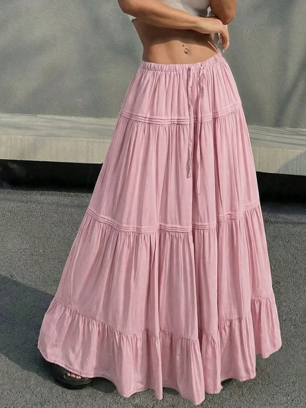 Pink Casual Women's Pleated Mini Skirt